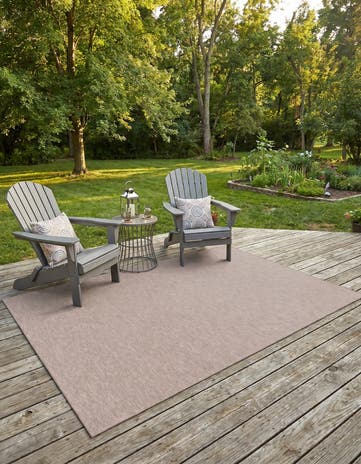 Beige Easy-Clean Solid Indoor / Outdoor Rug