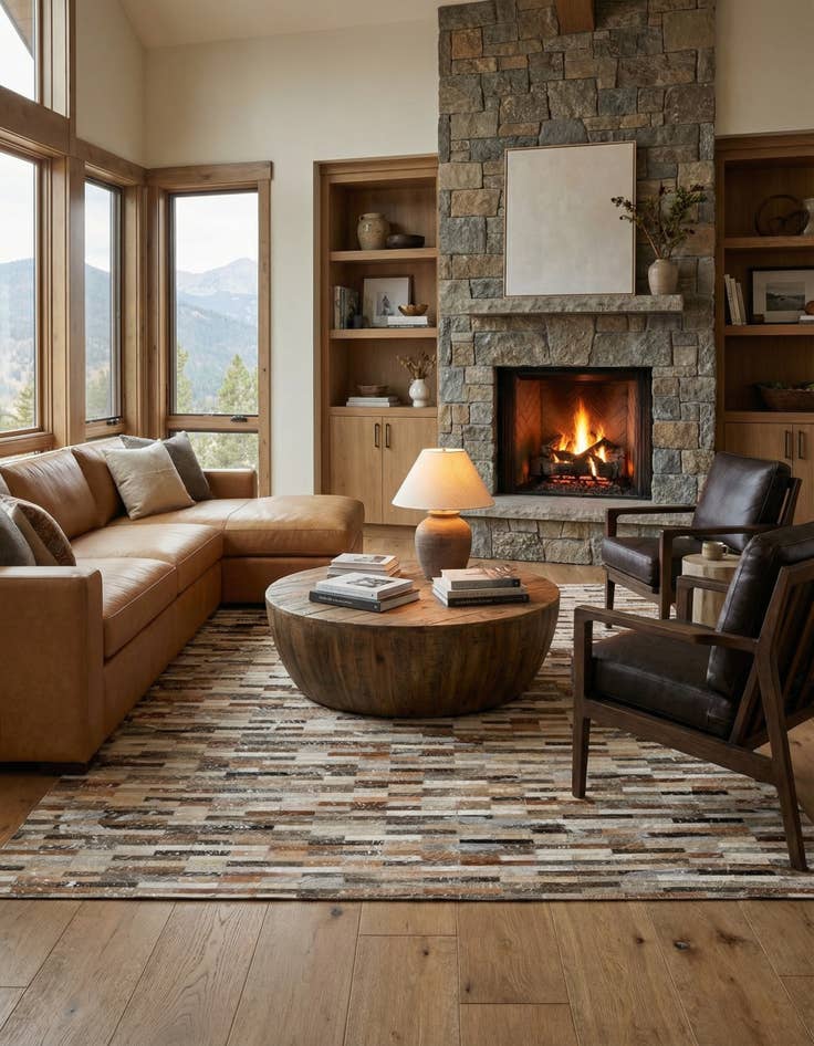 Detail image of 5' 4 x 7' 7 Cowhide Stocks Rug