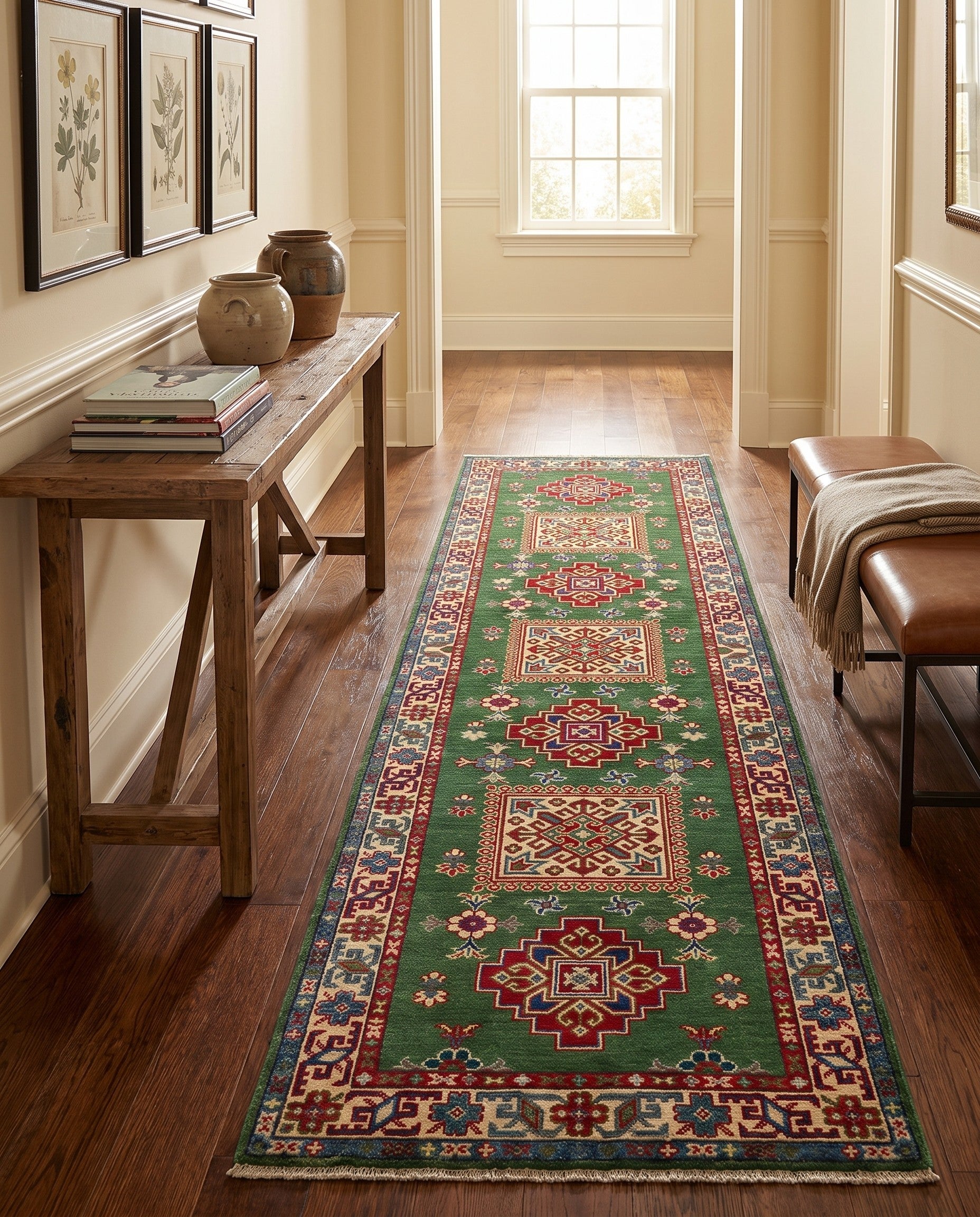 2' 11 x 9' 11 Hand Knotted Kazak Runner Rug