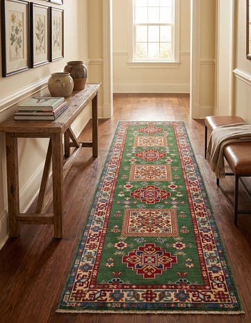 2' 11 x 9' 11 Hand Knotted Kazak Runner Rug