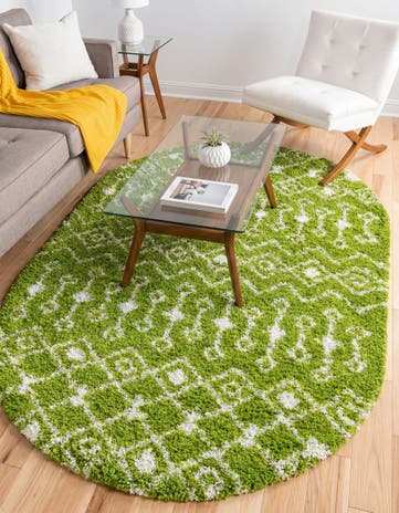 5' 3 x 8' Moroccan Trellis Shag Oval Rug