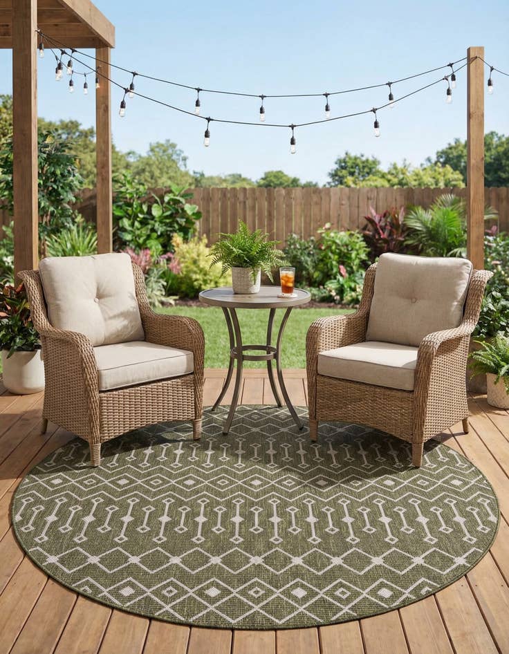 Detail image of 6' x 6' Washable Lattice Indoor / Outdoor Round Rug