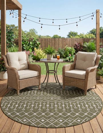 6' x 6' Easy-Clean Lattice Indoor / Outdoor Round Rug