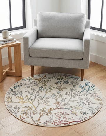 Ivory Blossom Round Rug
