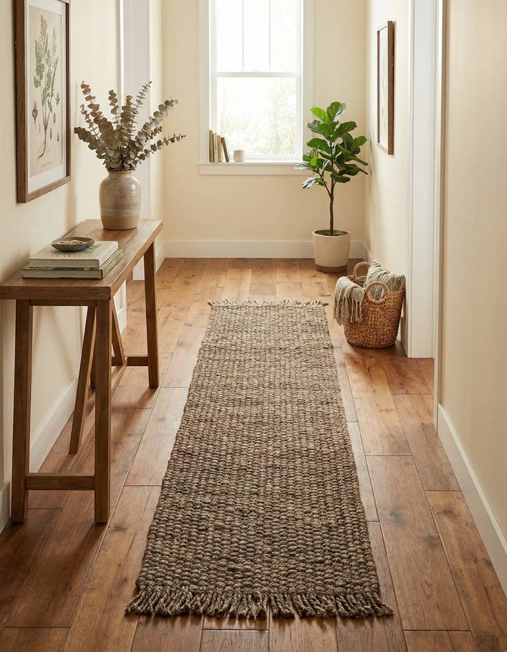 Detail image of 2' x 8' Hand Woven Chunky Jute Runner Rug