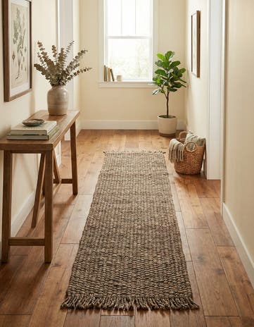 Gray Hand Woven Chunky Jute Runner Rug
