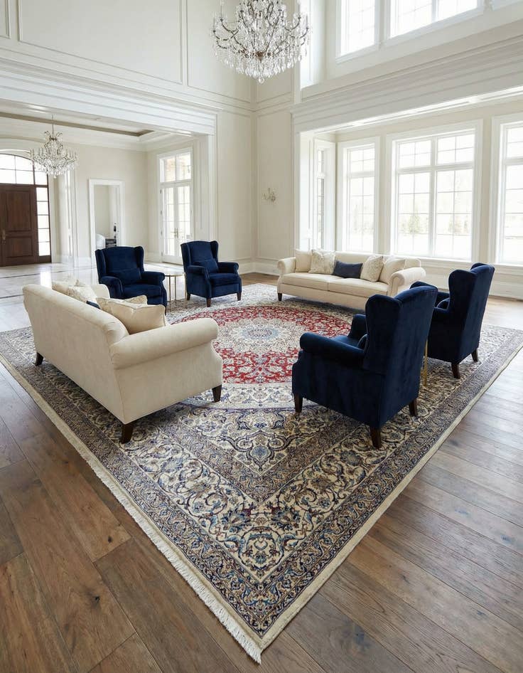 Detail image of 16' 5 x 16' 5 Hand Knotted Nain Persian Square Rug