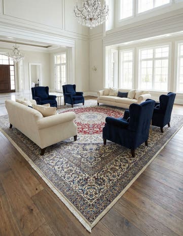 16' 5 x 16' 5 Hand Knotted Nain Persian Square Rug