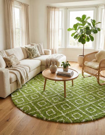 10' x 10' Lattice Shag Round Rug