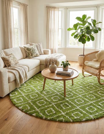 10' x 10' Lattice Shag Round Rug