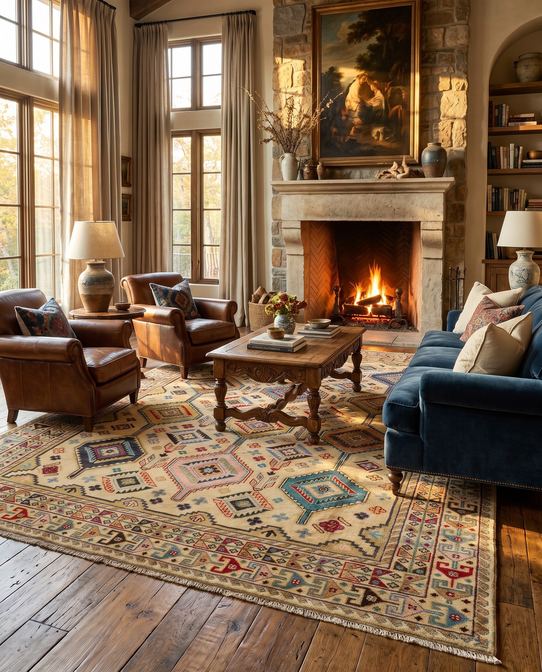 6' 8 x 9' 8 Hand Knotted Kazak Rug
