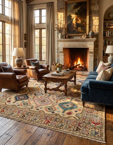 6' 8 x 9' 8 Hand Knotted Kazak Rug