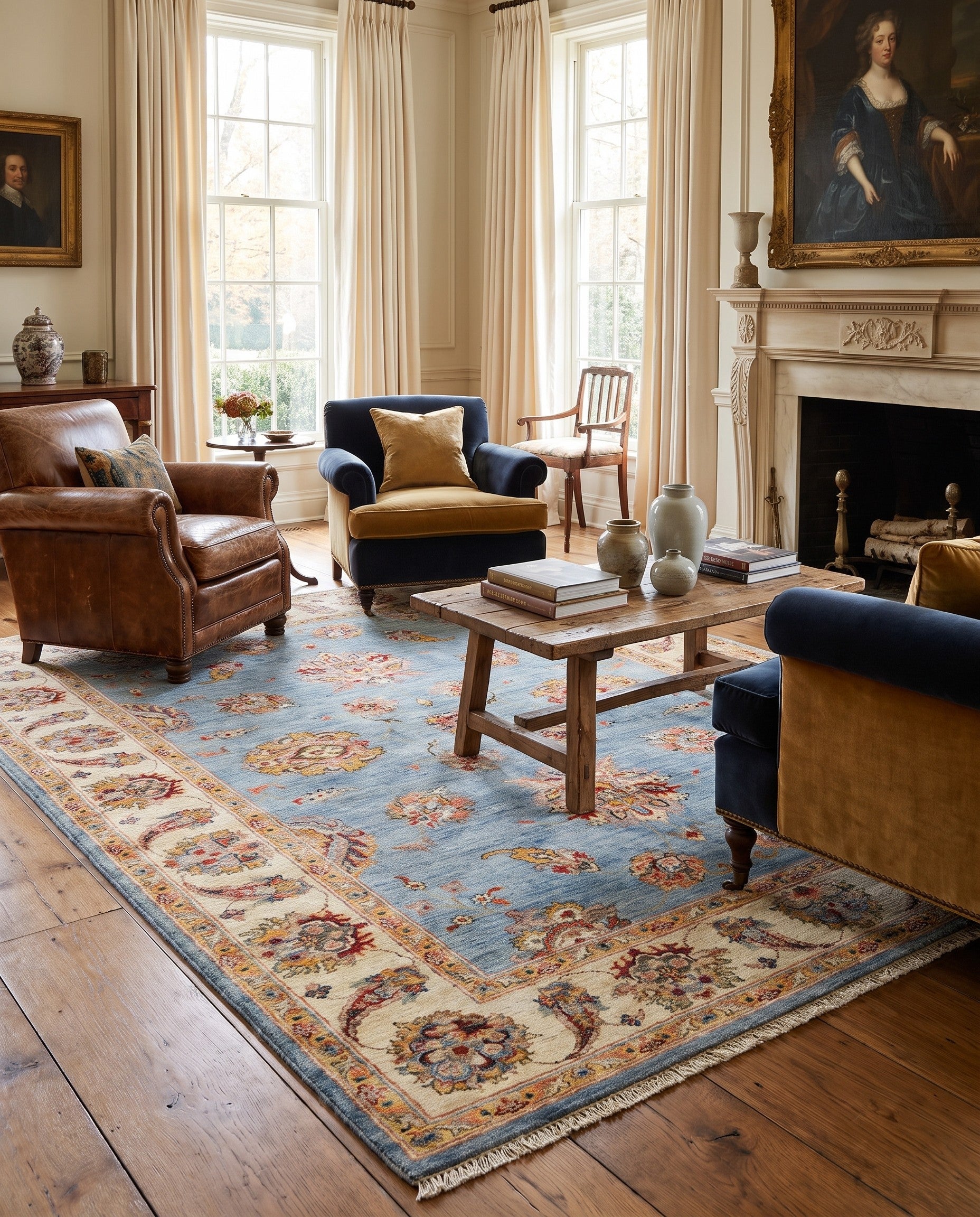 4' 11 x 6' 8 Hand Knotted Ziegler Rug