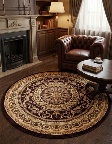Brown Chateau Round Rug