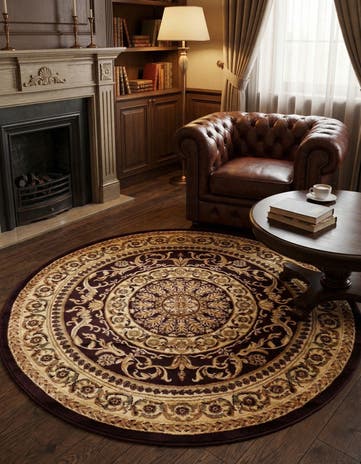 Brown Chateau Round Rug