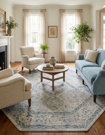 Ivory and Gray Finsbury Octagon Rug