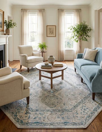Ivory and Gray Finsbury Octagon Rug