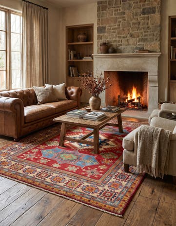 4' 11 x 6' 7 Hand Knotted Kazak Rug