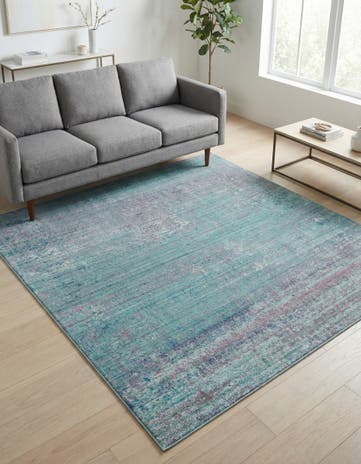 Light Blue Aqua Square Rug