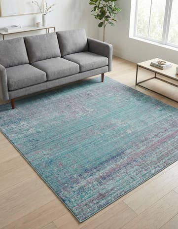 Light Blue Aqua Square Rug