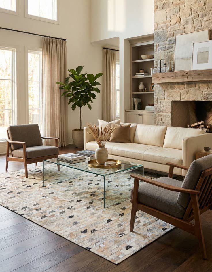 Detail image of 5' 3 x 7' 5 Cowhide Stocks Rug