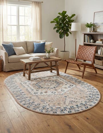 Beige Oxford Oval Rug