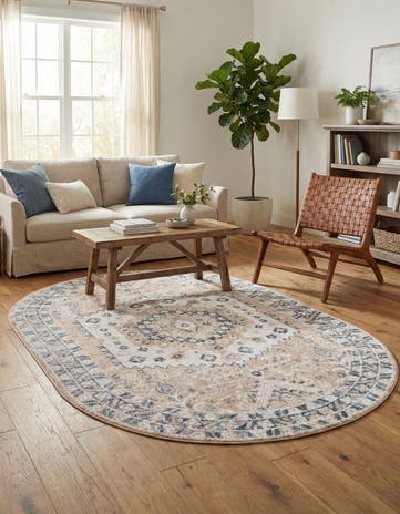 Beige Oxford Oval Rug