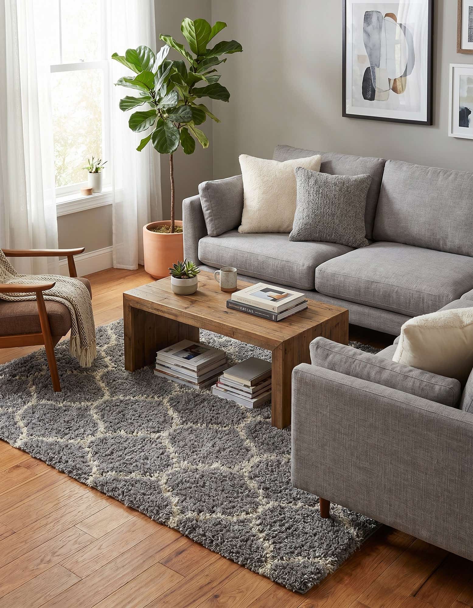 6' x 6' 6 Lattice Shag Square Rug