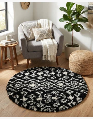 3' x 3' Moroccan Trellis Shag Round Rug