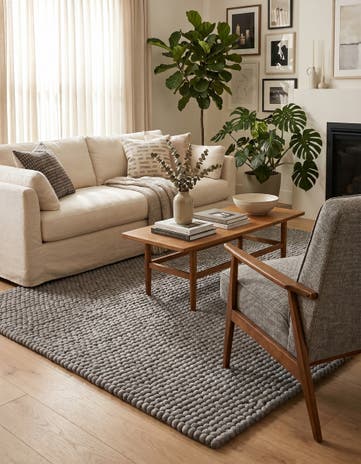 5' 1 x 8' Felt Ball Wool Rug