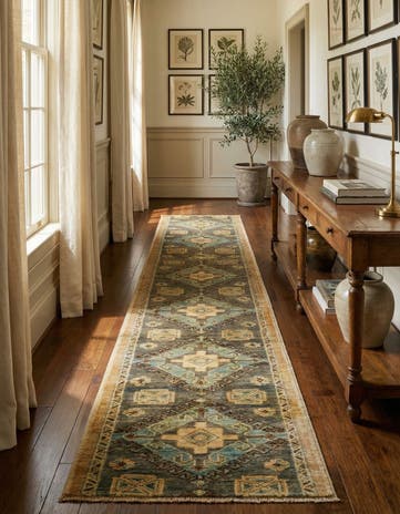 1' 9 x 11' 10 Hand Knotted Oushak Wool Runner Rug