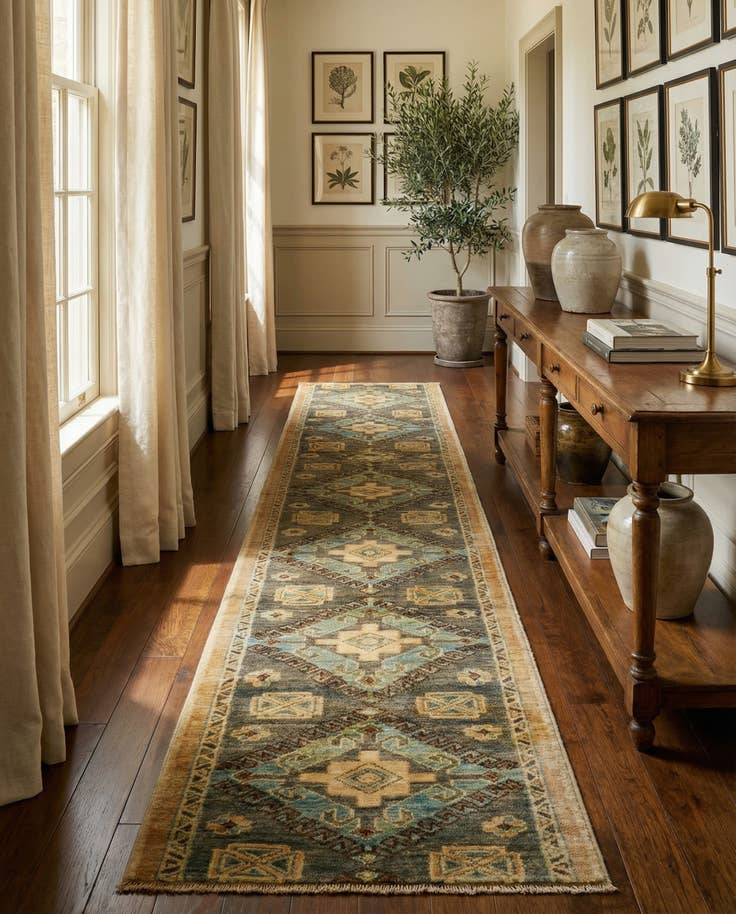 Detail image of 1' 9 x 11' 10 Hand Knotted Oushak Wool Runner Rug