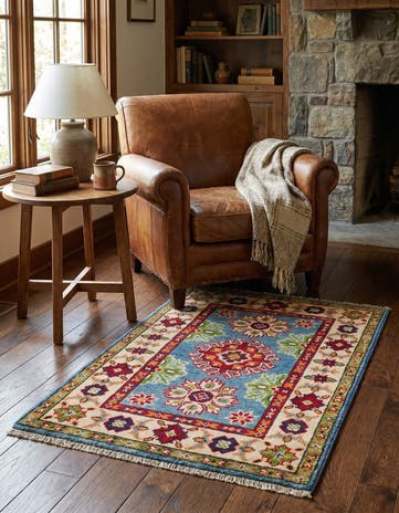 2' x 3' 1 Hand Knotted Kazak Rug