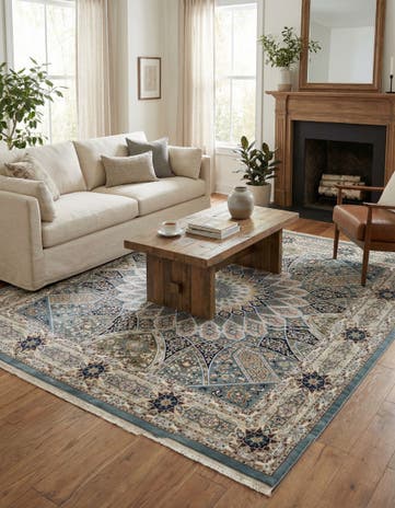 Blue Nain Design Square Rug