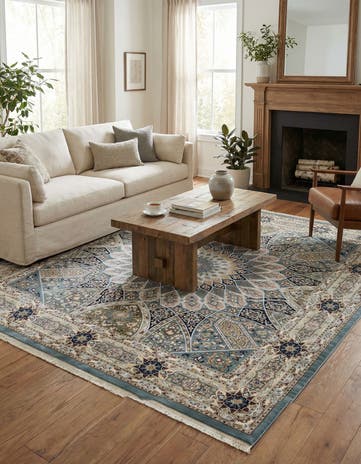 Blue Nain Design Square Rug