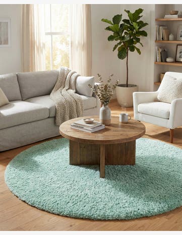 Cyan Infinity Shag Round Rug