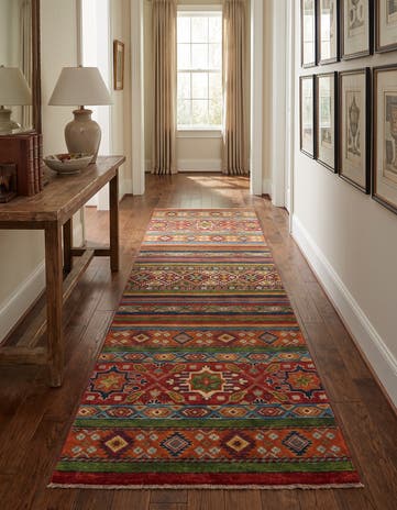 2' 8 x 9' 9 Hand Knotted Kazak Runner Rug