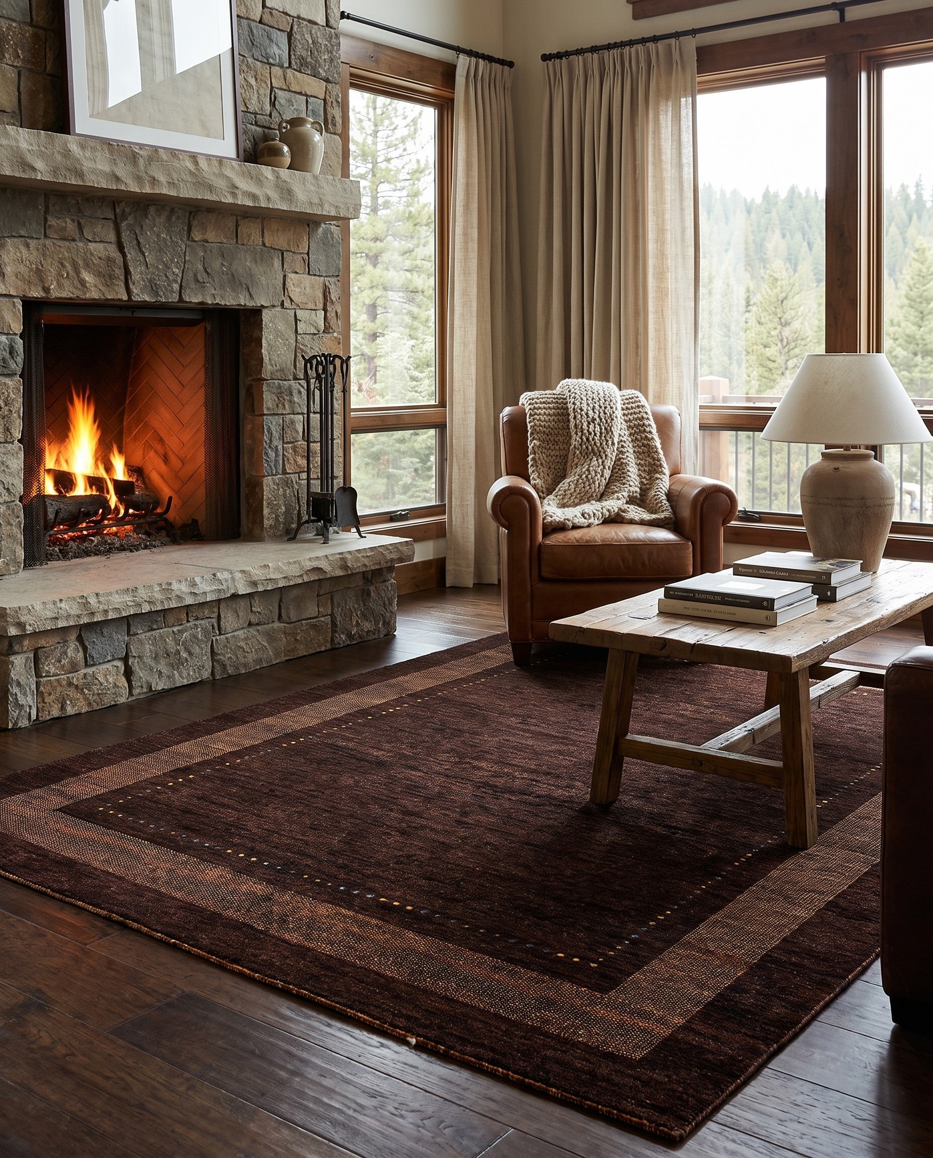 4' 10 x 7' Hand Knotted Gabbeh Wool Rug