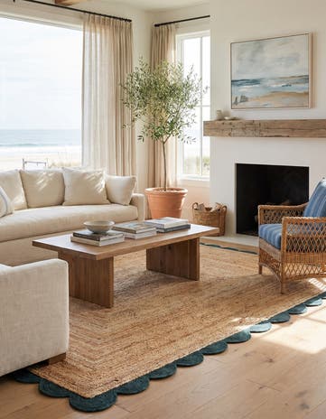 8' x 10' Handmade Scallop Braided Jute Rug