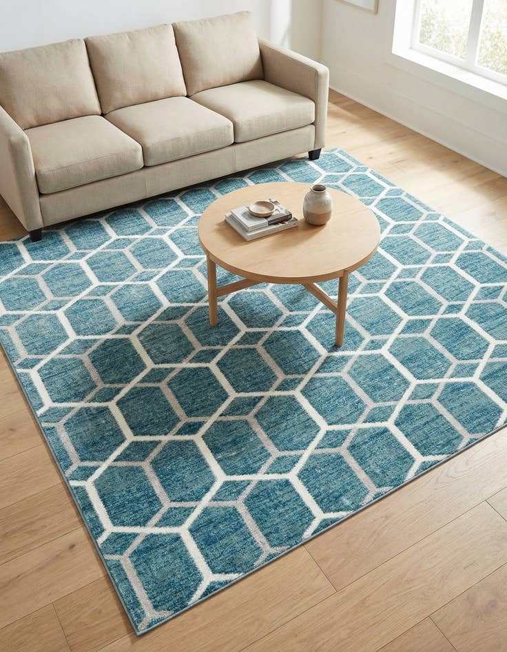 Detail image of 7' x 7' Lattice Trellis Square Rug