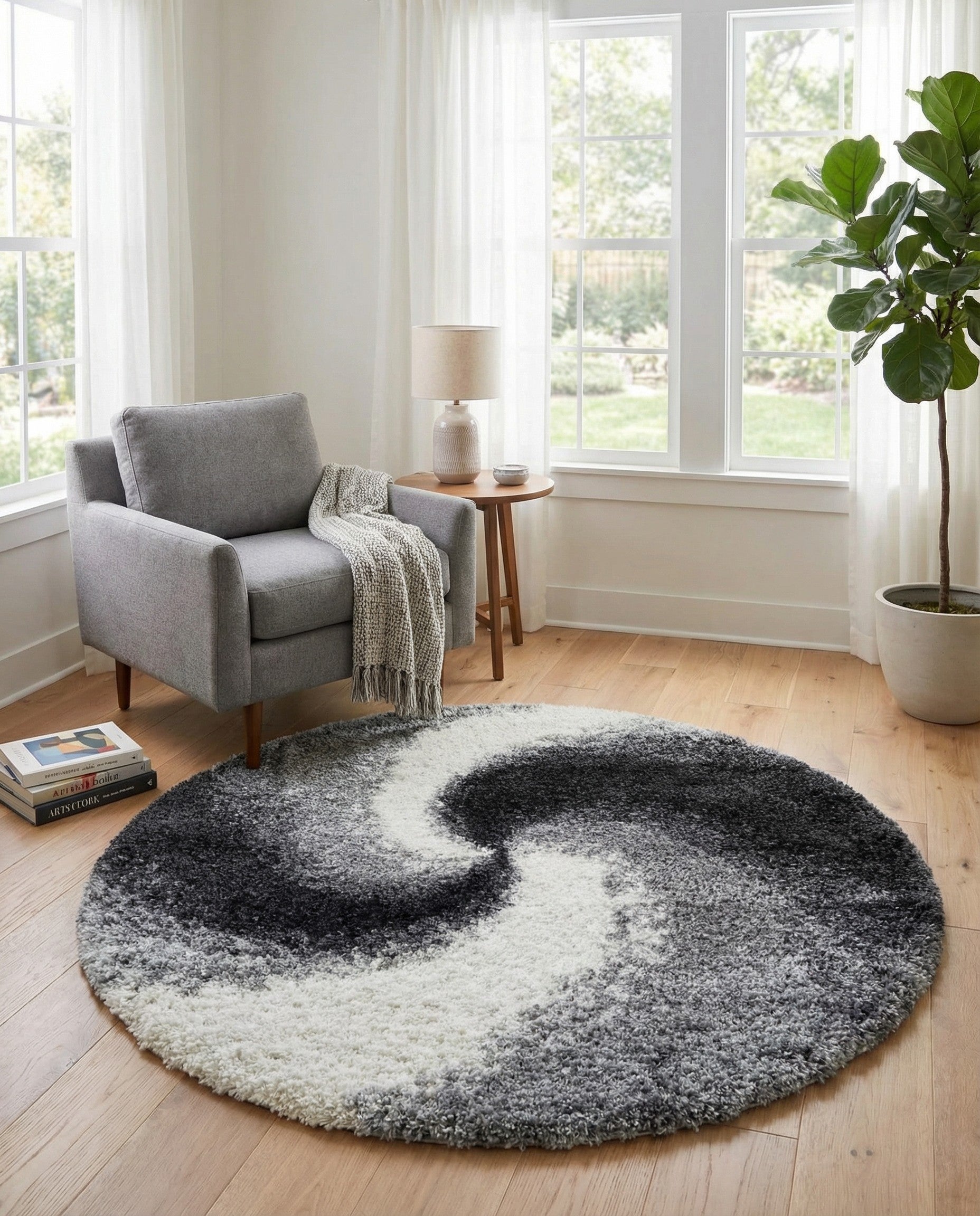 4' x 4' Soft Touch Shag Round Rug