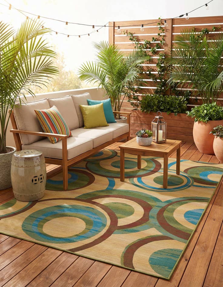 Detail image of 5' 3 x 8' Washable Modern Indoor / Outdoor Rug