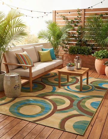Beige Easy-Clean Modern Indoor / Outdoor Rug