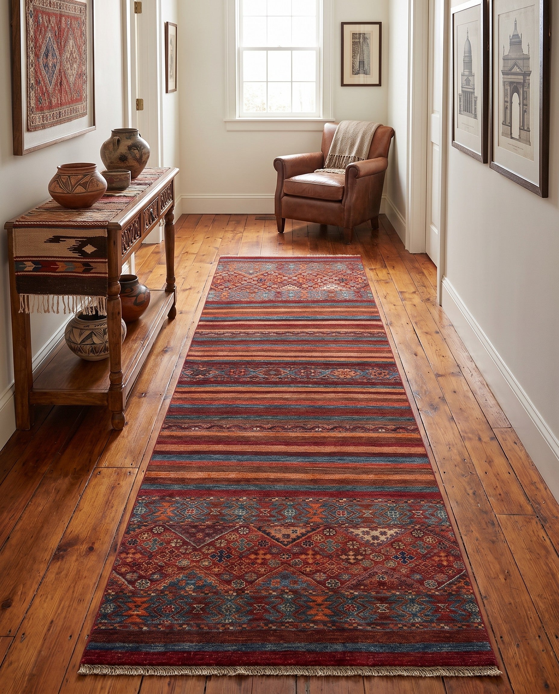 2' 9 x 8' 4 Hand Knotted Kazak Runner Rug