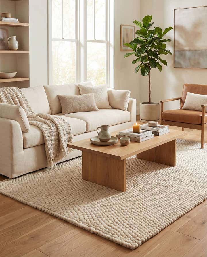 5' 1 x 8' Felt Ball Wool Rug