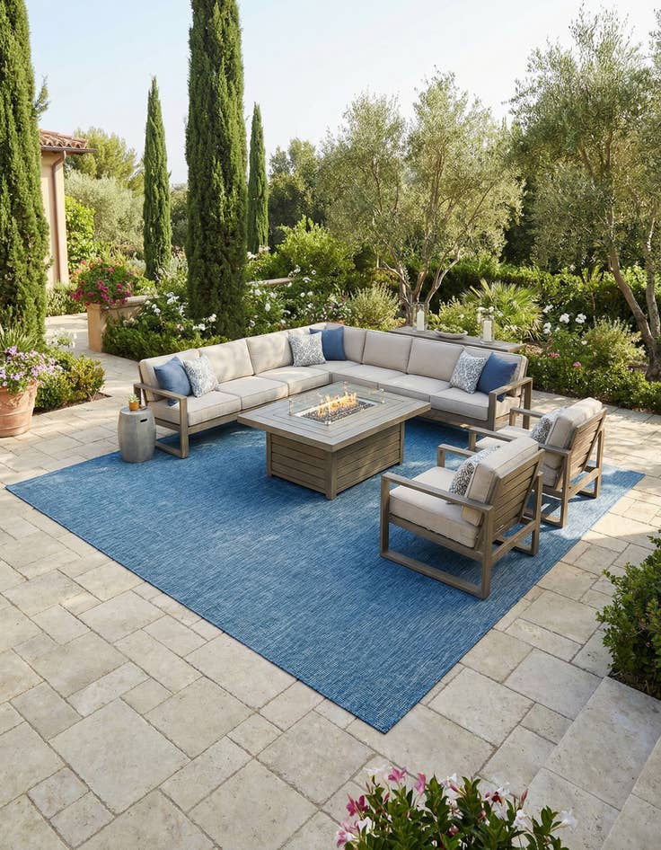 Detail image of 13' x 13'  Washable Solid Indoor / Outdoor Square Rug