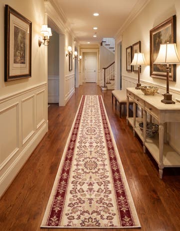 Ivory Tabriz Design Runner Rug