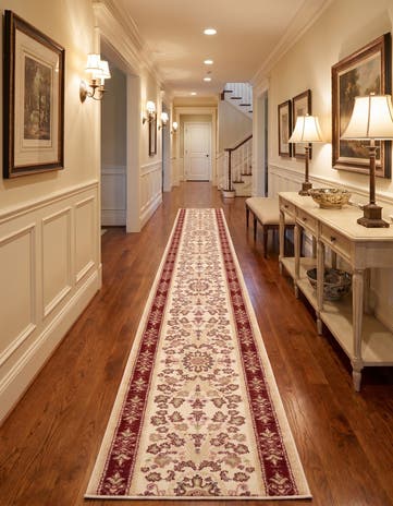 Ivory Tabriz Design Runner Rug