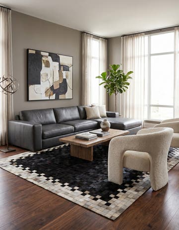 5' 1 x 8' Cowhide - Patchwork Rug