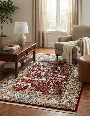 Burgundy Nain Design Rug